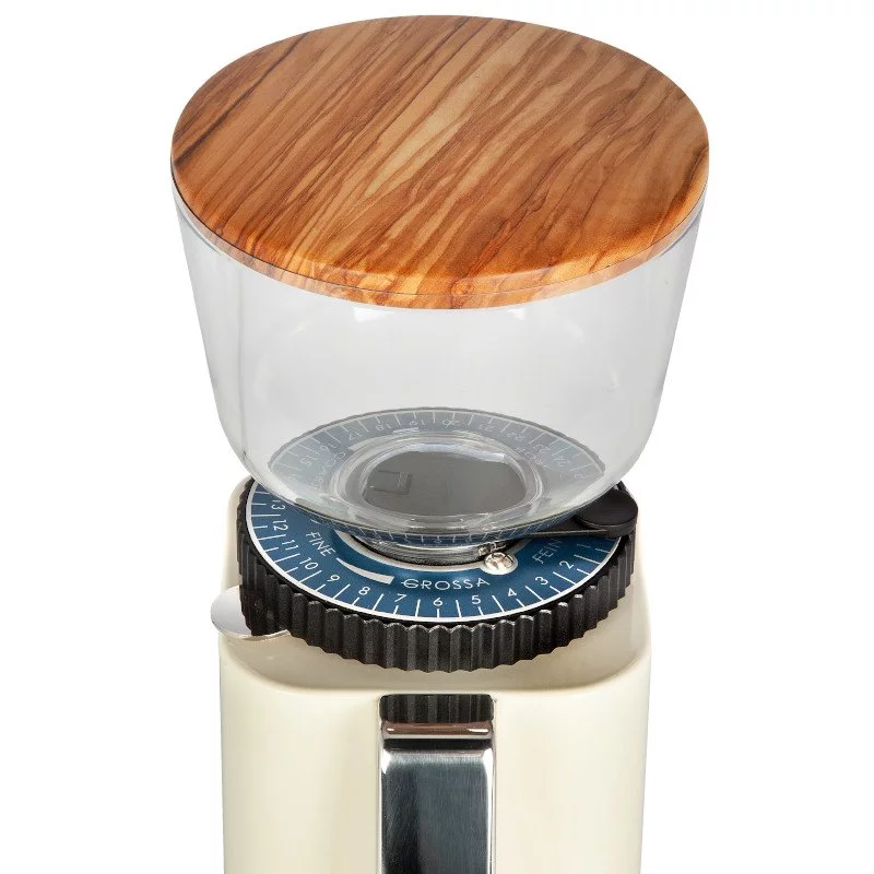 Olive wood lid for ECM C-Manuale 54 cream grinder.