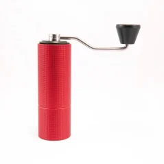 Red Timemore C3 coffee grinder with 38 mm burr size.