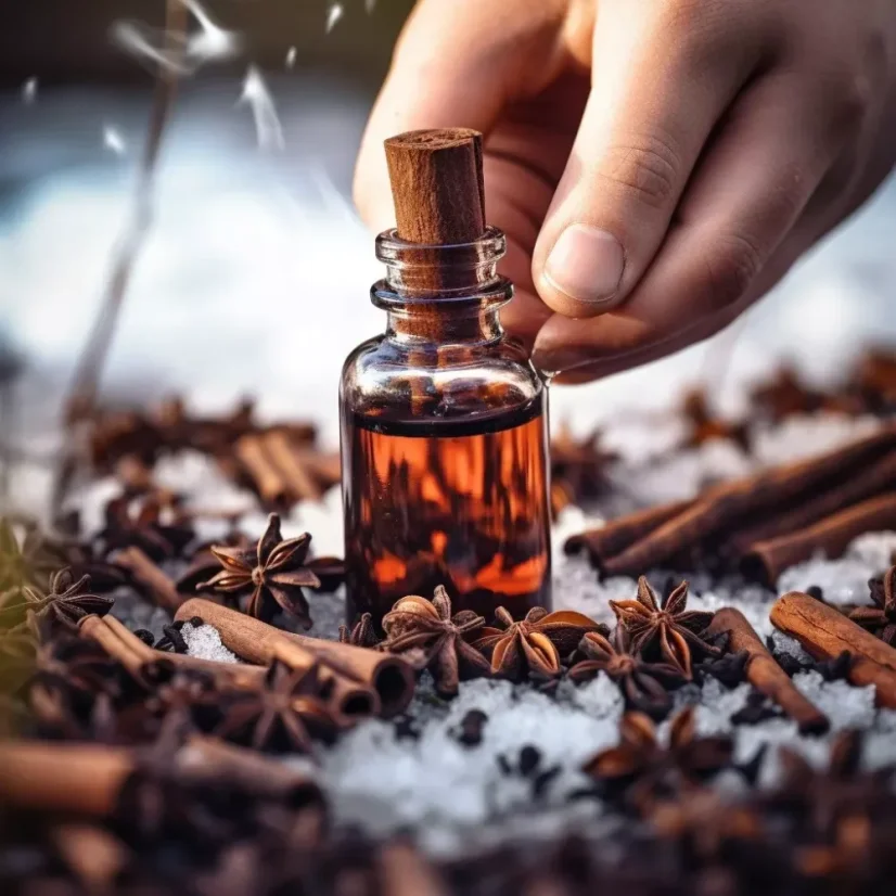 Glass bottle with 10 ml of 100% natural clove essential oil with a spicy aroma.