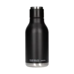 Čierna cestovná fľaša Asobu Urban Water Bottle s objemom 460 ml, ideálna na udržanie teploty nápojov.