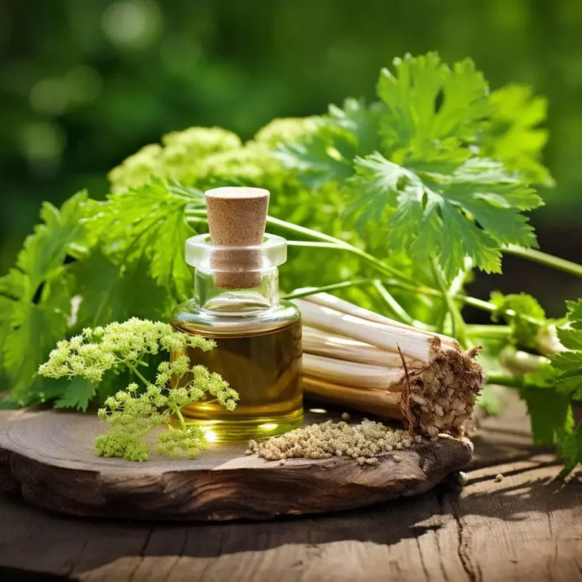 Huile essentielle d'Angelica, 100 % naturelle, en flacon de 10 ml, idéale pour l'aromathérapie.