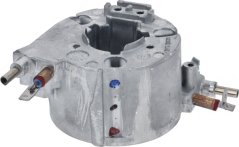 Ronn Heizung HTW op engem Aluminiumkierper mat enger Konsol, zwee Steckerpinnen a faarwege Dréit