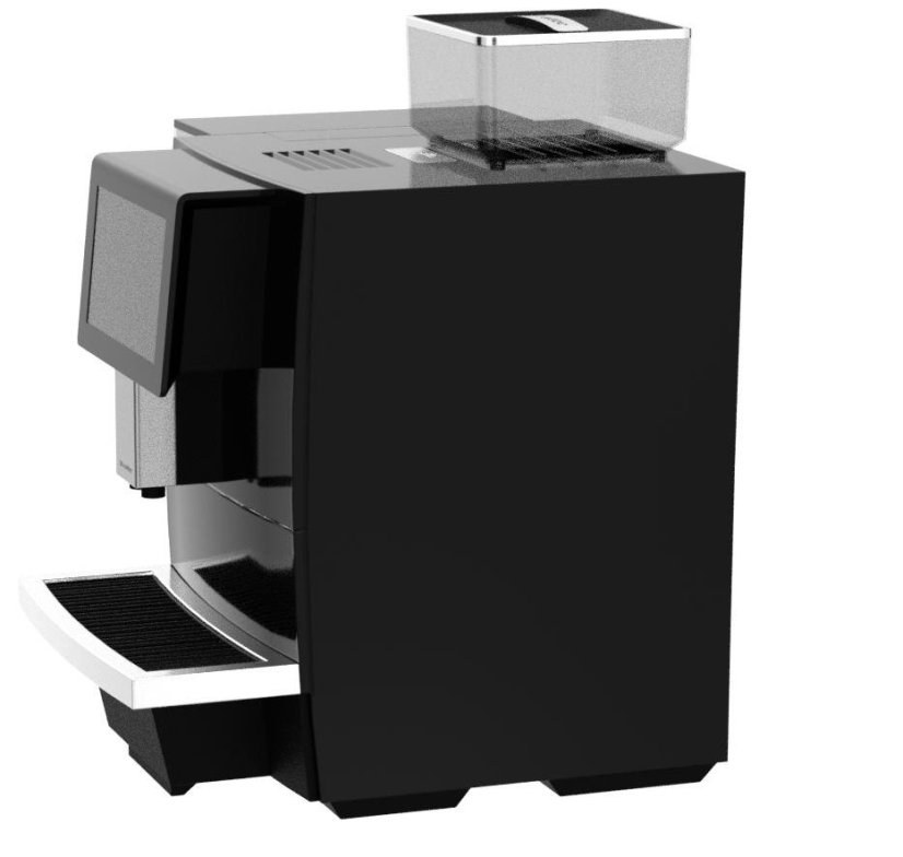 Automatic coffee machine Dr. Coffee F12 Big Plus in black color with a large coffee bean container with a capacity of 1000 grams.
