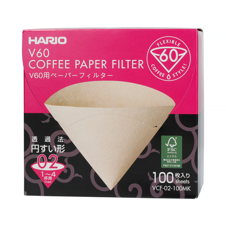 Hario Misarashi V60-02 filtros de papel sin blanquear 100 unidades