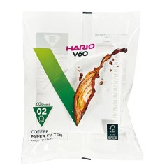 100 filtres à café en papier blanc Hario V60-02 VCF-02-100W conçus pour la préparation de café filtré de qualité.