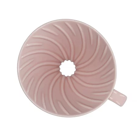 Ceramic pink dripper, top view