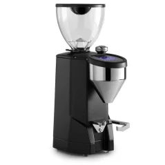Schwarze Rocket Espresso SUPER FAUSTO Kaffeemühle auf weißem Hintergrund