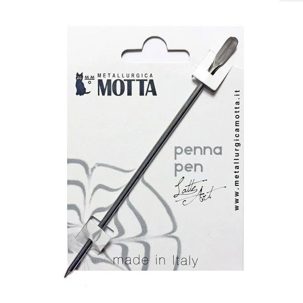 Stylo de barista argenté pour latte art dans un emballage original