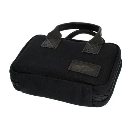 Black travel suitcase designed for carrying manual grinders.