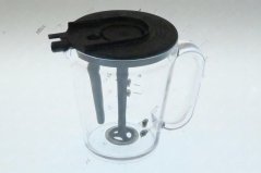Cappuccino-Maker-Eenheet LF400MILK, duerchsiichtege Plastikkännche mat schwaarzem Deckel an enger Saugrouer. Cappuccino-Maker-Eenheet LF400MILK, duerchsiichtege Plastikkännche mat schwaarzem Deckel an enger Saugrouer.
