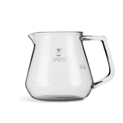 Glass coffee serving jug with a capacity of 600 ml on a white background
