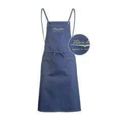 Blue barista apron, ideal for professional baristas.