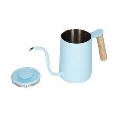 Open blue Timemore Fish Youth kettle with lid