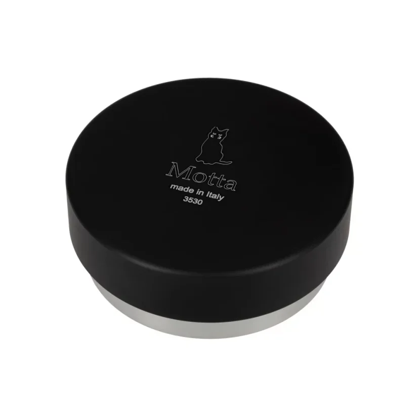 Black Motta coffee distributor for espresso preparation.
