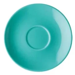 Podšálok z porcelánu v tyrkysovej farbe.