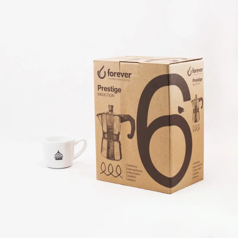 Cafetière italienne Forever Miss Prestige Induction pour 6 tasses, fabriquée en aluminium.