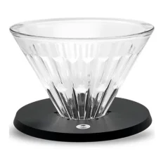 Zwarte glazen dripper Timemore Crystal Eye 02 met een capaciteit voor het bereiden van 2-3 kopjes koffie.