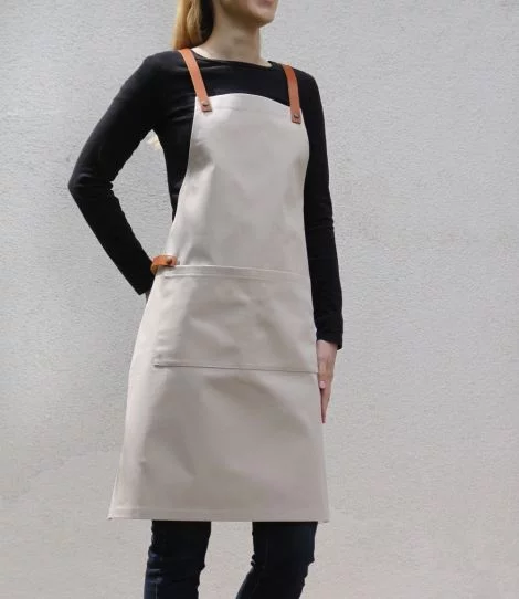 Barista sand apron with leather elements
