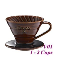 Dripper de cerámica para café Tiamo V01 marrón - para 1-2 tazas