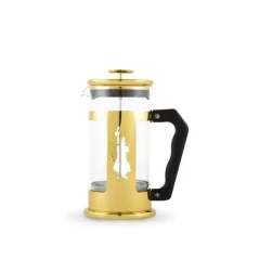 French press Bialetti Preziosa 350 ml w złotym kolorze z podwójnymi ściankami dla lepszego utrzymywania temperatury.