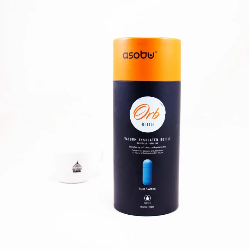 Blue Asobu Orb Bottle 420 ml made of stainless steel, ideal for travel use.