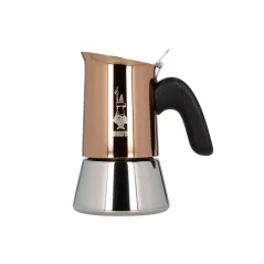 Bialetti New Venus Copper moka pot for 2 cups, suitable for halogen heating source.