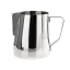 Rhinowares stainless steel milk jug 600 ml on a white background, side view Rhinowares stainless steel milk jug 600 ml on a white background, side view