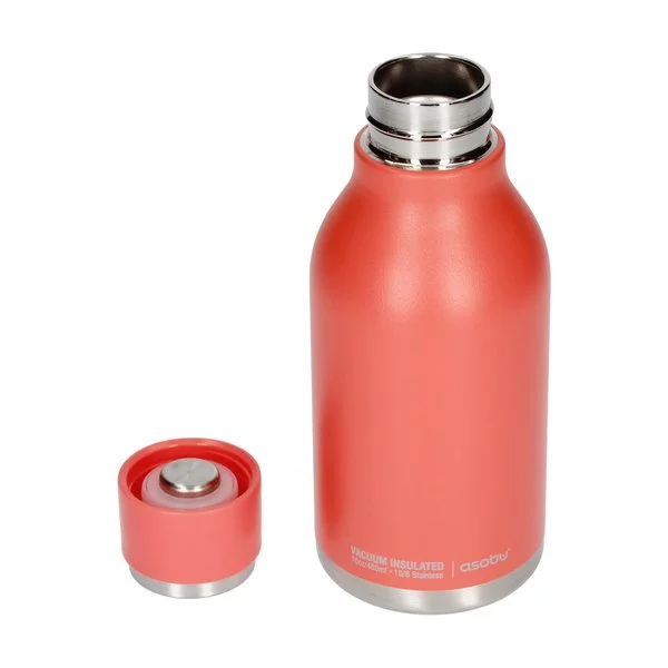 Asobu Urban travel thermos in pink with a lid