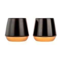 Two black espresso cups with a capacity of 70 ml.