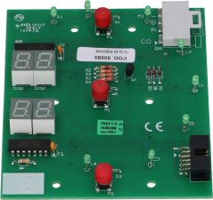 Gréng Kontrollplack mat zwee Displays, Knäppercher a Signal-LED. Gréng Kontrollplack mat zwee Displays, Knäppercher a Signal-LED.