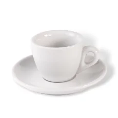 ClubHouse Tasse mit Untertasse Rosa, Wand 7 mm, 60 ml, Weiß