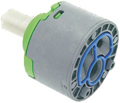 Keramesch Kartusch (Ø 47 mm) mat engem groe Kierper, gréngen Halter op de Säiten an engem wäisse geriffelte Schaft.