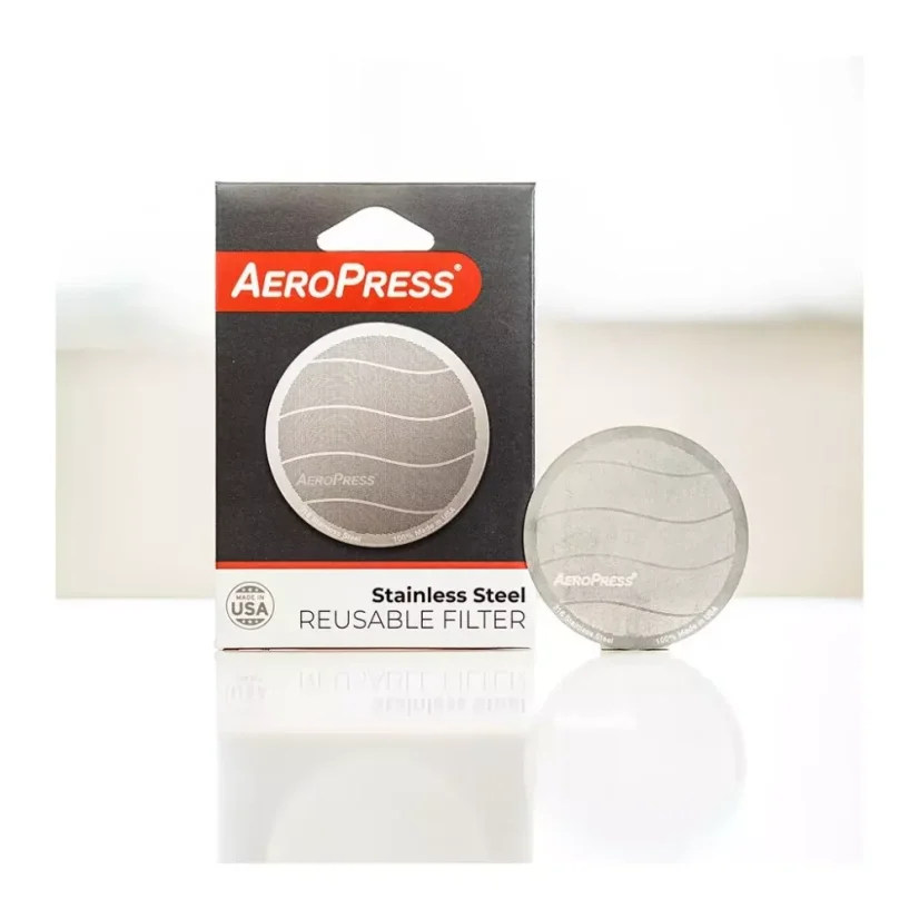 Originálne balenie opakovane použiteľného nerezového filtru Aeropress.