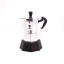 Silver electric Moka pot with a heating source from Bialetti Elettrika Standard for two cups of coffee.