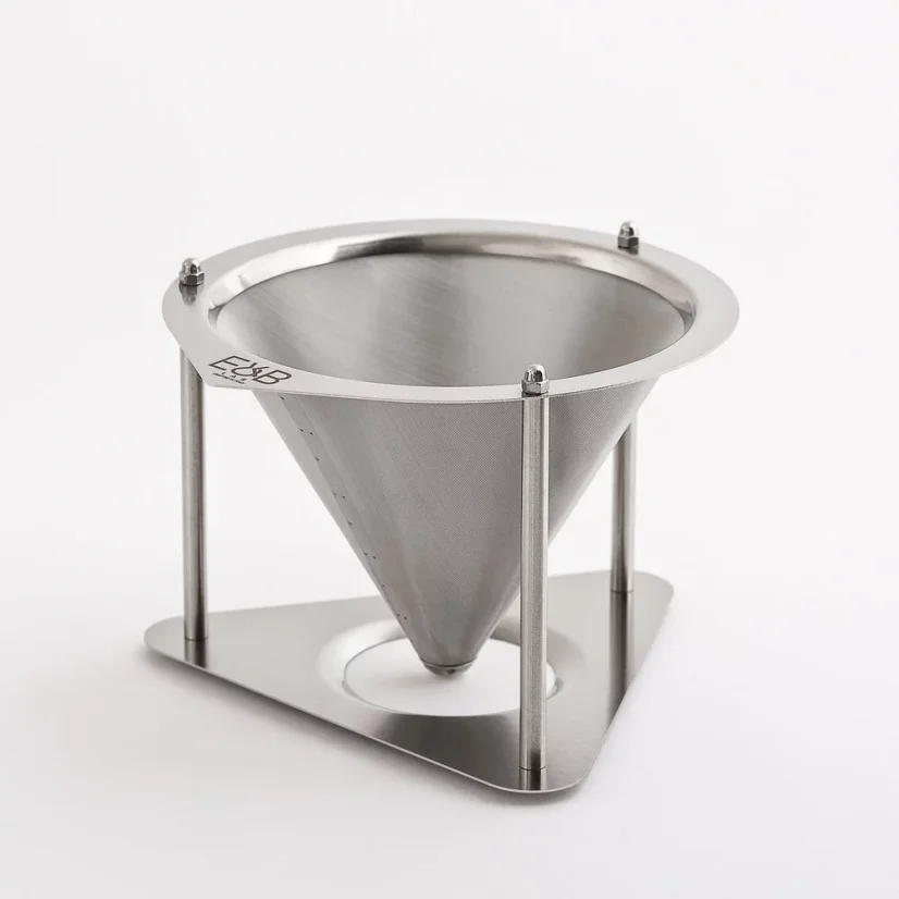 Silver E&B LAB dripper, perfect for making filter coffee.
