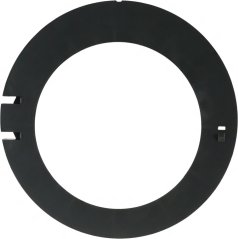 Schwaarze Plastiksrank an Rankform mat Aussparunge fir Halterunge um Rand