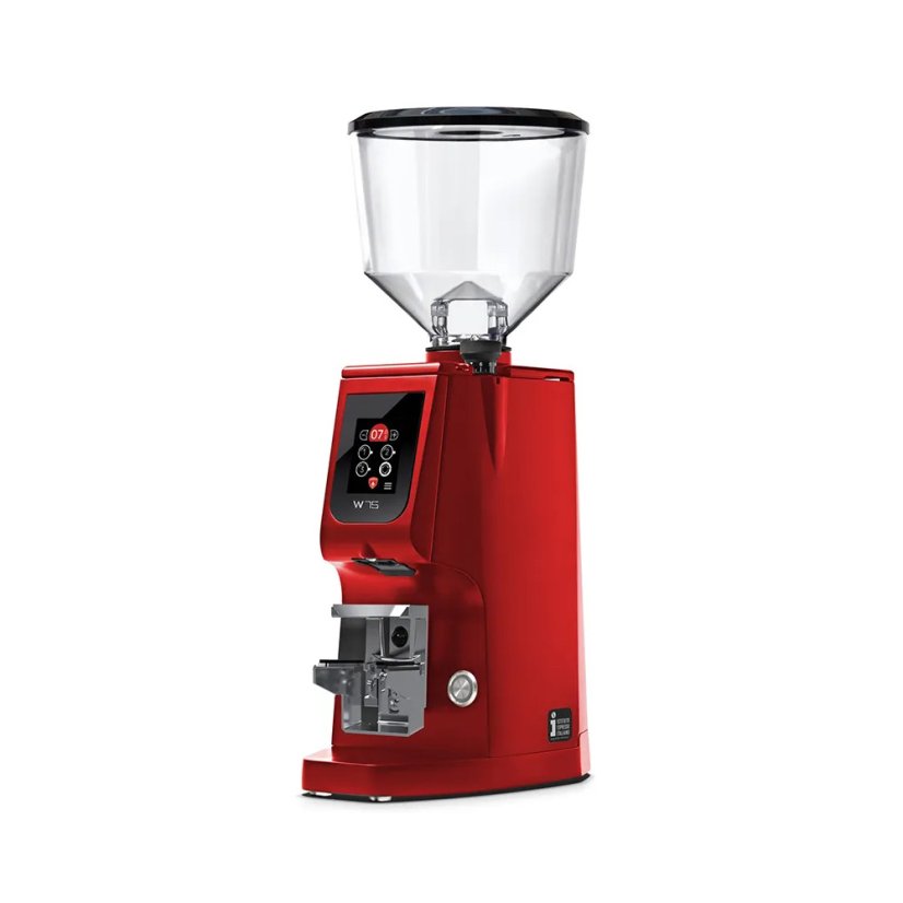 The red Eureka Atom W 75 coffee grinder is an electric model that guarantees uniform grinding for the perfect taste of your coffee.