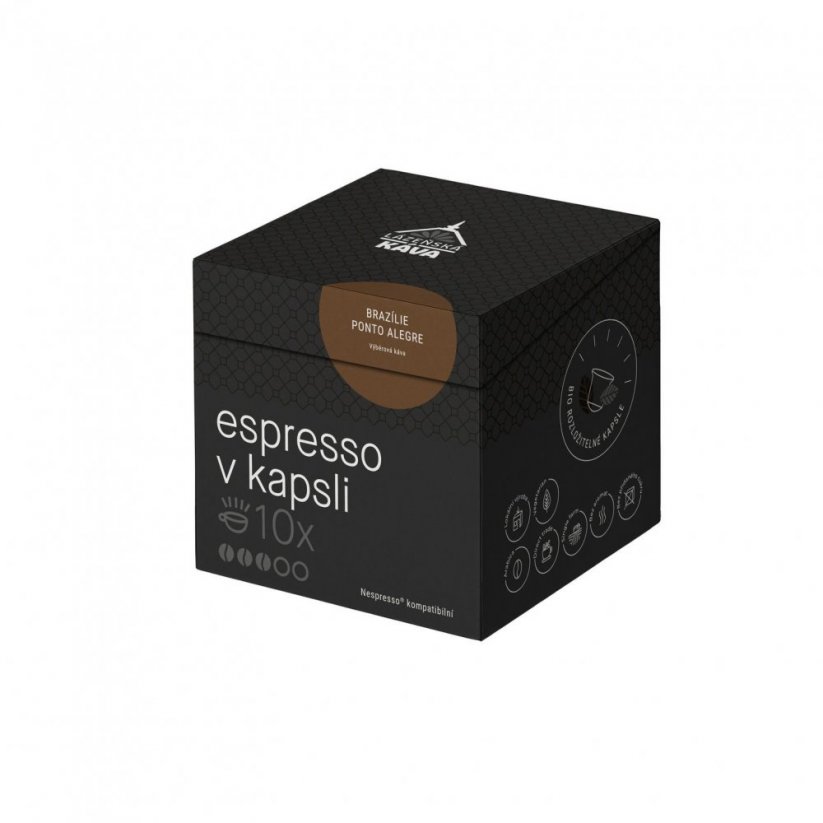 Espresso in a Brazilian coffee capsule.