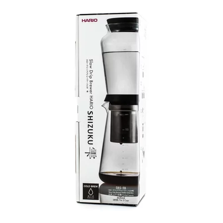 Stainless steel Hario Shizuku Slow Drip Brewer, ideal for making cold brew coffee.