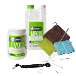Complete Cafetto set with eco-friendly cleaners for lever coffee machine.