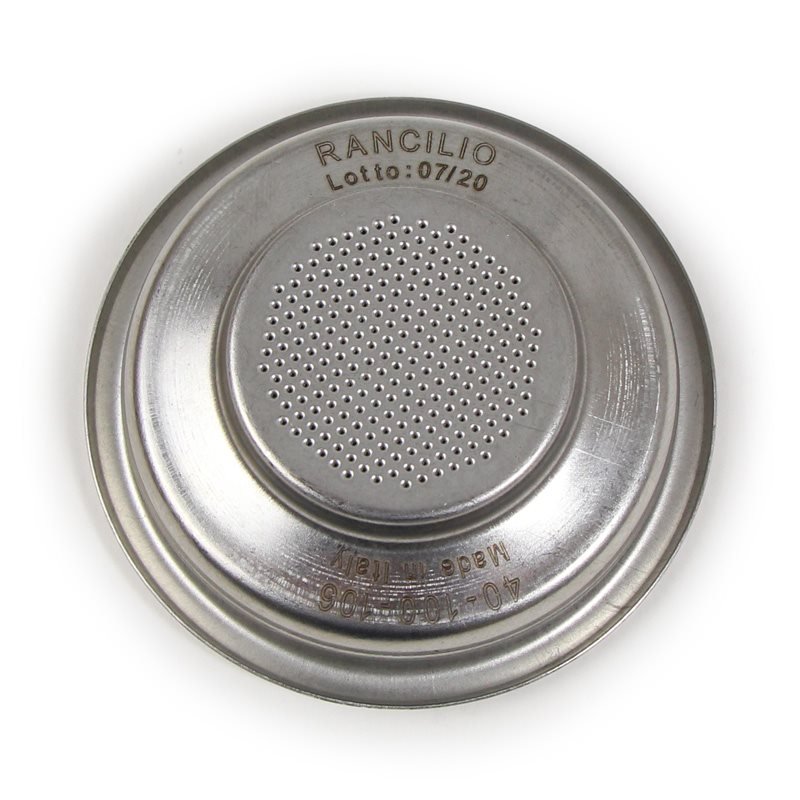 Einzelner Espressokorb für Rancilio Siebträger.