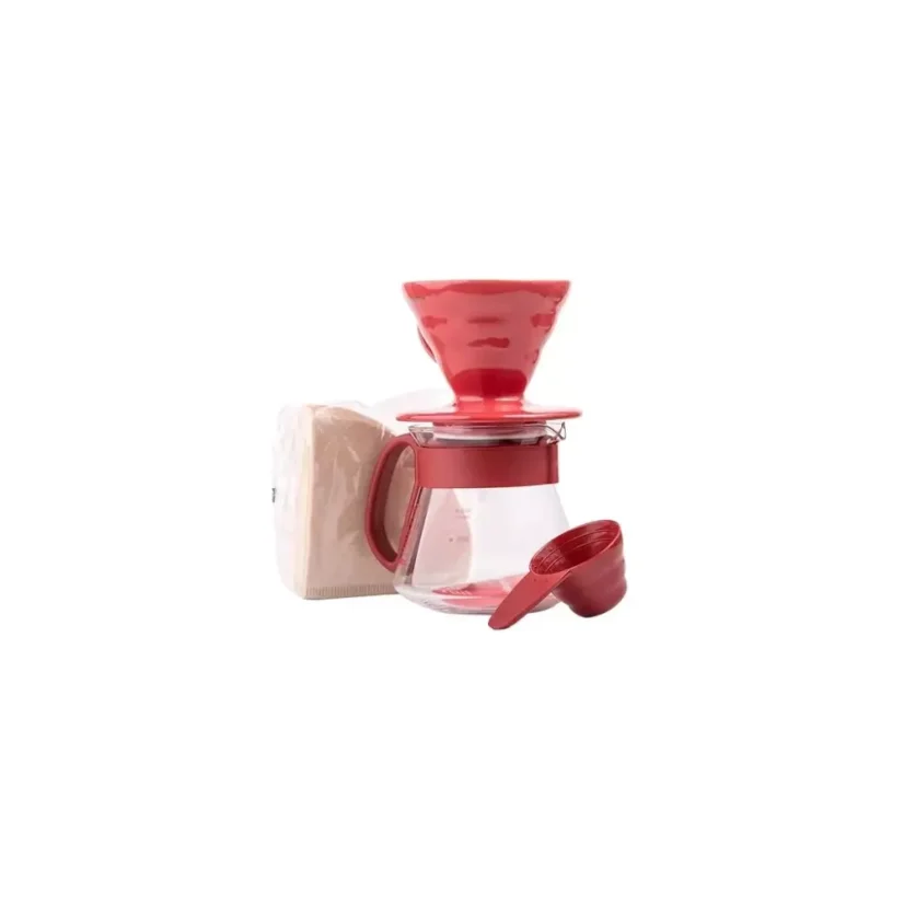 Hario sada V60-01 Pour Over Kit keramický červený