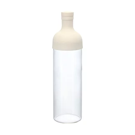 Bouteille avec filtre à thé pour infusion à froid Hario 750 ml blanche.