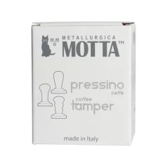 Ručný tamper na kávu Motta Wooden 58 mm s nerezovou oceľou a drevenou rukoväťou.