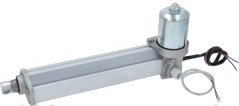 Linearaktuator C.250 24V 9mm/s: en Aluminiumzylinder mat engem Elektromotor um enge Enn an Uschlossdréit.