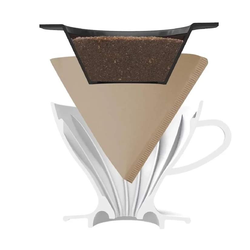 White Hario W60-02 drip coffee maker is ideal for brewing filtered coffee.