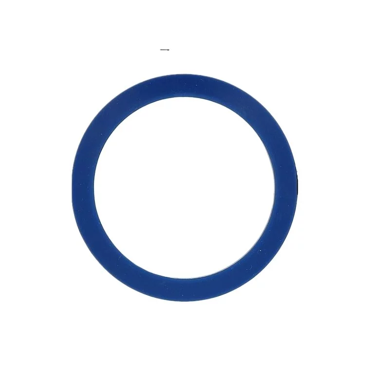 Blue silicone head gasket for coffee machine on a white background