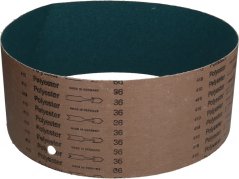 Schleifplack vum Gromperekropmaschinn, e opgerollte Schleifband mat engem Lach, um Réck den Opdrock Polyester. Schleifplack vum Gromperekropmaschinn, e opgerollte Schleifband mat engem Lach, um Réck den Opdrock Polyester.