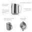Detailed description of a black Barista and Co Dial Milk Pitcher with a capacity of 600ml suitable for frothing milk.
