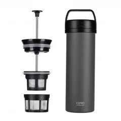 Presse à café Espro Ultra Light de couleur gris avec une capacité de 450 ml.